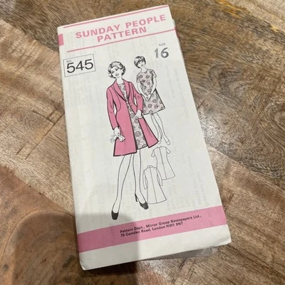 Vintage Sunday People Sewing Pattern 545 Dress and Shawl Coat Size 16 - Image 1 of 4