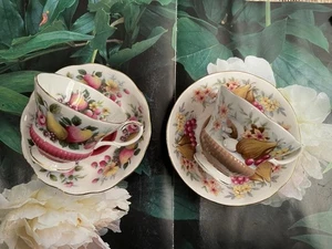 Set Of 2 Royal Albert Cups & Saucers Fruit Country Fayre Series Devon & Surrey - Picture 1 of 23
