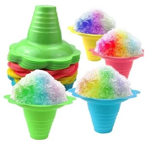 50-Piece Set of 8 Ounce Colorful Flower-Shaped Snow Cone Cups - Small 8oz cups - Picture 1 of 8