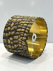 New Golden Crocodile Skin Pattern Velvet Drum Lamp Shade Pendant Shade 30 Cm - Picture 1 of 4