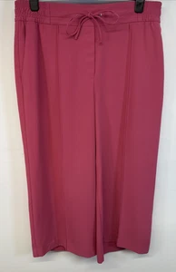 M&S Trousers Pink Wide Leg Pleat Front Drawstring Elasticated Short UK 18 - Picture 1 of 10