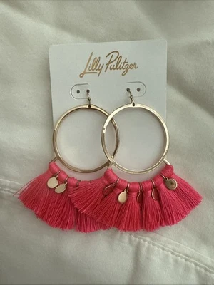 Lilly Pulitzer Fringe Fuscia/gold Earrings, NWT - Image 1 of 3