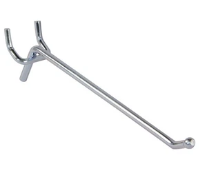 SSWBasics 6 inch Chrome Peg Hook for ¼ inch Pegboard - Pack of 100- Chrome - Picture 1 of 2