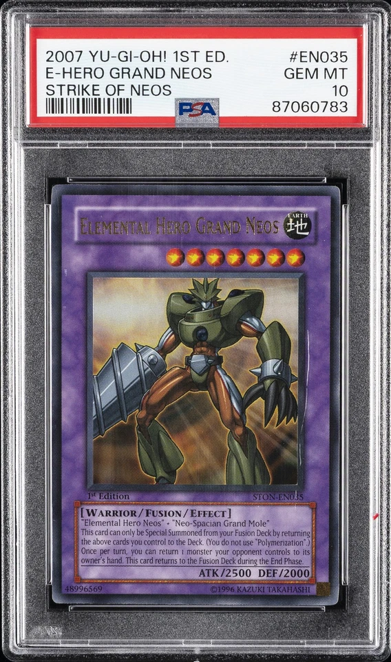 2007 YU-GI-OH! STON-STRIKE OF NEOS 1ST ED ELEMENTAL HERO GRAND NEOS PSA 10 - Image 1 of 2