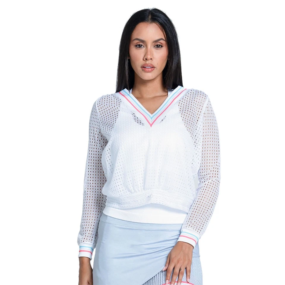 Pullover de tenis retro a rayas para mujer Lucky In Love Foto 1 de 1