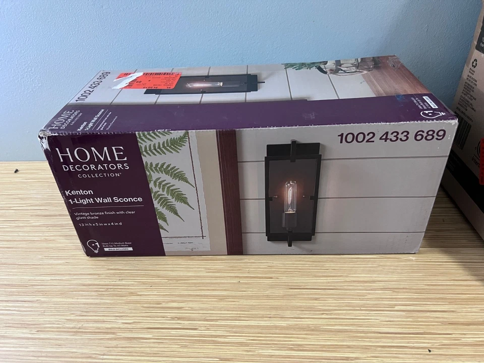 Home Decorators Kenton 4.75 1 Light Bronze Sconce w Cage Frame Detail - Image 1 of 1