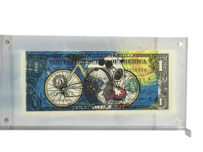Moeda de arte pop de rua Death NYC assinada Snoopy BMX nota de US$ 1 c/100 2025 certificado de autenticidade - Imagem 1 de 4