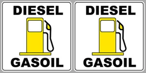 2 x ACHTUNG DIESEL DIESEL KRAFTSTOFF AUFKLEBER STICKER 5cm DB069 - Bild 1 von 1