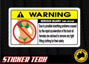 WARNING BOAT STICKER DECAL SUITS SPEED FISHING SKIT JET WAKEBOARDING SAIL FISH - Picture 1 of 1