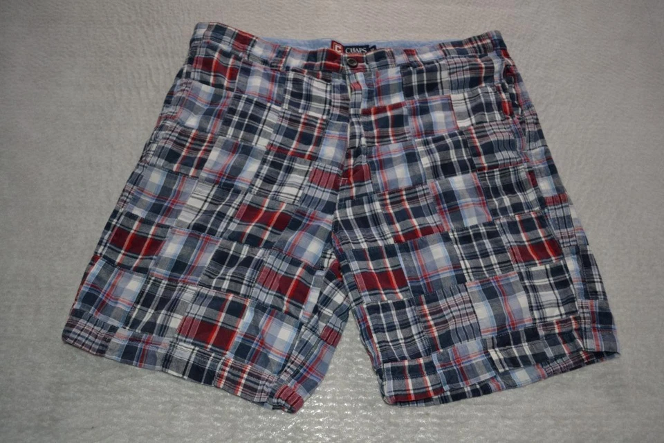 44779-a Chaps Ralph Lauren Shorts Red Blue Plaid Madras Patchwork Size 38 Mens - Image 1 of 4