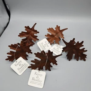 Fall Leaf Napkin Rings Metal Bronze Set of 5 NWT - Picture 1 of 4