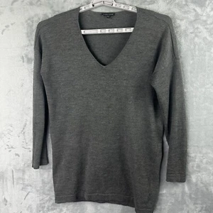 eileen fisher italian yarn merinowolle v-neck sweater pullover grau - Bild 1 von 7