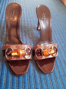 Gucci Monogram Heels with Bamboo Detailing. Size (Italian) 35.5C - Picture 1 of 5