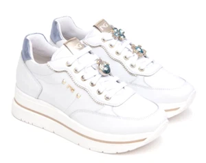 NERO GIARDINI E512907D 907 ZAPATILLAS MUJER LACIOS CUERO BLANCO - Imagen 1 de 8