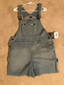 Lee Women’s Relaxed Shortall in Faded Denim Overalls Cutoffs Shorts Sz Small NWT - Picture 1 of 10