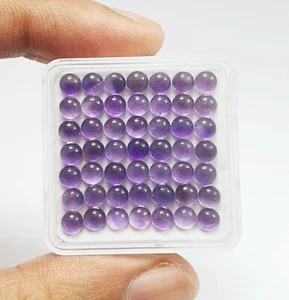 30 Pcs Natural AAA Purple Amethyst Round Lot Calibrated Cabochon Loose Gems 4 MM - Picture 1 of 13