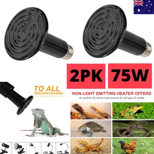 2pc 75W Black Ceramic Infrared Light Heat Emitter Lamp Reptile Brooder Incubator - Picture 1 of 12