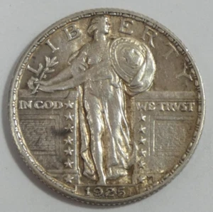 Cuarto de dólar Standing Liberty 1925 casi sin circular plata 25c - Imagen 1 de 4