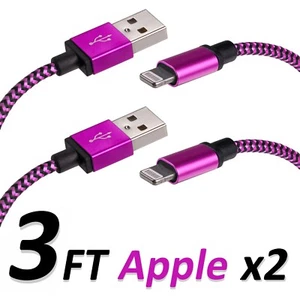 3FT iPhone USB Charger Data Cable Braided For Apple Devices High Quality 2 SETS - Picture 1 of 1