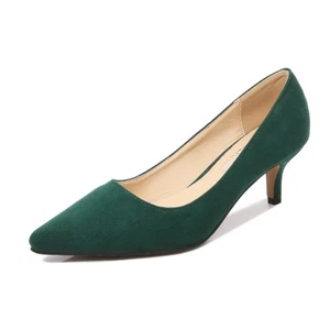 Women's Suede Formal Stiletto Non-slip Pull On Pumps Pointed Toe Business Shoes - Picture 1 of 11