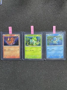 Pokémon 151 Promo Bulbasaur Charmander Squirtle SVP 046 047 048 Kanto Cosmo Holo - Picture 1 of 1