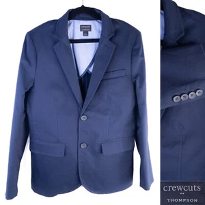 Crewcuts Thompson Navy Blazer Kids 12 Blue Cotton Suit Jacket Sport Coat Stretch - Picture 1 of 14