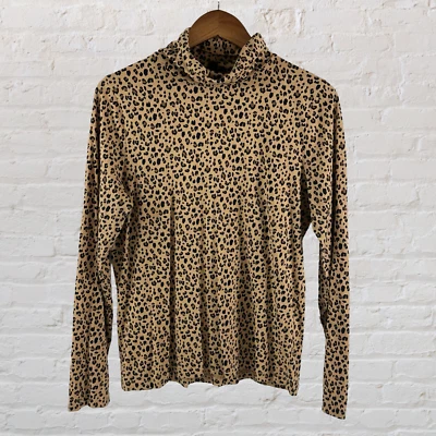 J Crew Mujer Talla Grande Cuello Alto Guepardo Animal Ligero Manga Larga Foto 1 de 4