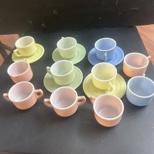 Childrens Hazel Atlas Moderntone 1950s Little Hostess 16 Pc Glass Tea Set - Picture 1 of 5