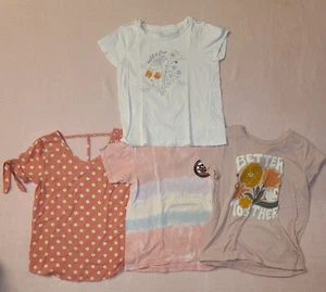 Lot Of 4 Girls T-Shirts Size M (8-10) Flowers Chick-Fil-A Pink Pok-a-dot - Picture 1 of 16