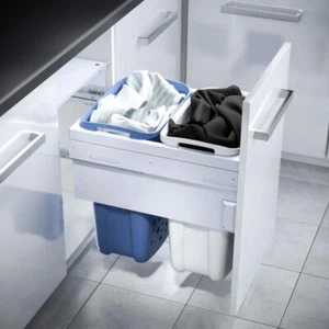 Hailo 45 Full Extension Soft-Close Pull Out Slides Laundry Hamper Baskets System - Picture 1 of 11