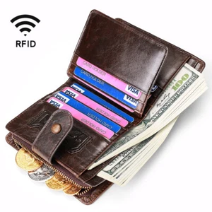 Portafoglio Fibra di Carbonio Vera Pelle RFID Banca Porta Carte di Credito Porta ID Borsello - Foto 1 di 9