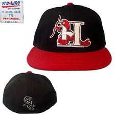USA Made Pro Line Hickory Crawdads Minor League White Sox Fitted Hat Size 7 1/8