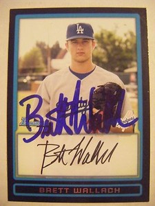 BRETT WALLACH signed DODGERS 2009 Bowman Draft baseball card AUTO COSTA MESA CA