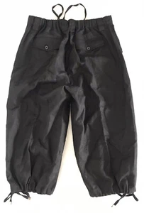 Inserch Women's Black Linen Wide Leg Drawstring Capri Pant Size L Large - Picture 1 of 11