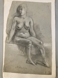 Sehr Schön Zeichnung Antik Akt Bleistift Papier Nackte Frau Erotik 1950 A Aus - Bild 1 von 8