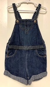OshKosh B'Gosh Girls 5 blue denim shortalls Rainbow braided straps Vestbak - Picture 1 of 6