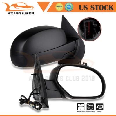 Par de espelhos pretos aquecidos a energia para 07-13 Silverado Sierra 1500 2500 3500 - Imagem 1 de 4