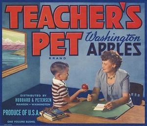 RARO ANTIGUO ORIGINAL 1950 MASCOTA ESTUDIANTE "MARCA MASCOTA DEL MAESTRO" ETIQUETA MANSON WASHINGTON - Imagen 1 de 1