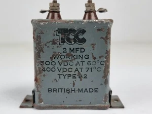 Vintage Military Grade TCC 2mF 300/400V Type 82 Paper in Oil Capacitor - Bild 1 von 6