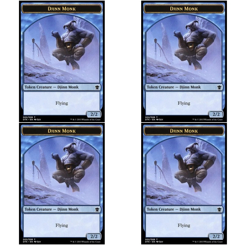 4 x DJINN MONK NM Dragons of Tarkir MTG Token - Com - Image 1 of 1
