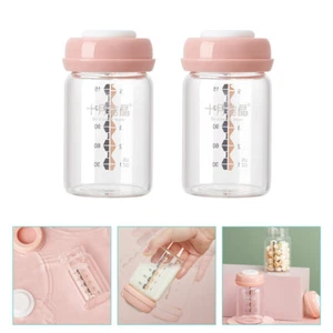 2 Pcs Dicht Glas MilkBottle Breiten Mund Muttermilch Flasche - Bild 1 von 11