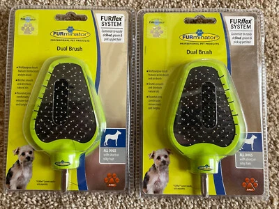 Furminator - Pair Of Dual Brush Head Only - All Dogs With Short Or Silky Hair.