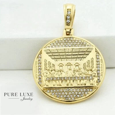 Men's Stainless Steel,Jesus Last Supper 30mm Pendant Gold plated Unisex,BOX - Image 1 of 3