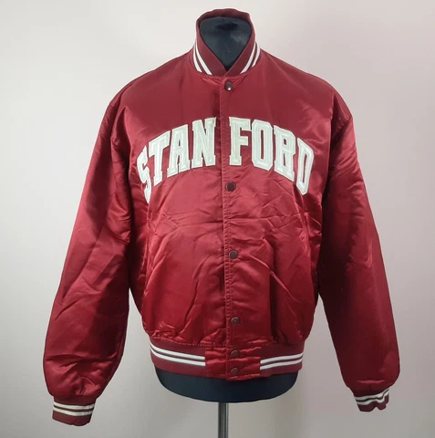 Vintage STANFORD CARDINAL Starter Satin Jacket Men's Size L NCAA Bomber Red USA Cover