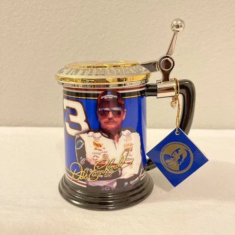 Dale Earnhardt Franklin Mint Nascar Stein Collector Lidded Tankard Beer Cup Mug Cover