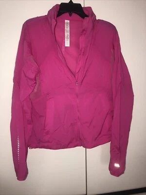 Jaqueta de corrida LULULEMON ajuste clássico ventilada rosa feminina tamanho 10 nova - Imagem 1 de 4