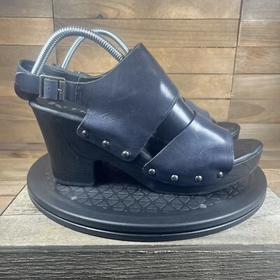 Korks By Kork Ease Black Leather Studded 3" Chunky Heel Mules Shoes Womens 10 - Image 1 of 4