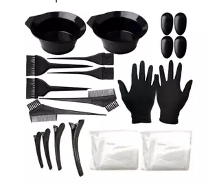 Hair Coloring Kit 22-pcs of hair dye tool set comb brush disposable shower cap - Picture 1 of 9