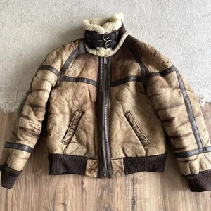 Vintage Hirschleder Trading Post Lammfell Shearling Bomberjacke B-3 Style Gr. 44 - Bild 1 von 15