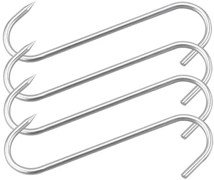 4 Pack 10" Heavy Duty Stainless Steel Meat Hooks 8mm Butcher S-Hooks for Meat Pr - Picture 1 of 7